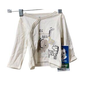 Gerber Baby Organic Newborn One Piece Take Home Top Zoo Animals Giraffe Comfort